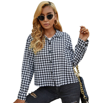 Damen Bluse mit Hahnentrittmuster Norvielle