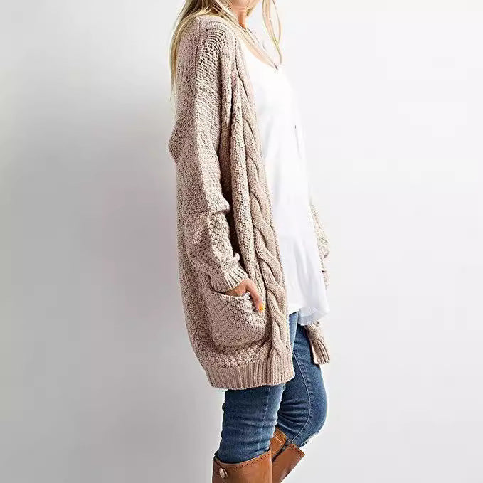 Damen Strickjacke Strukturiertes Muster Praktische Taschen Norvielle - Norvielle