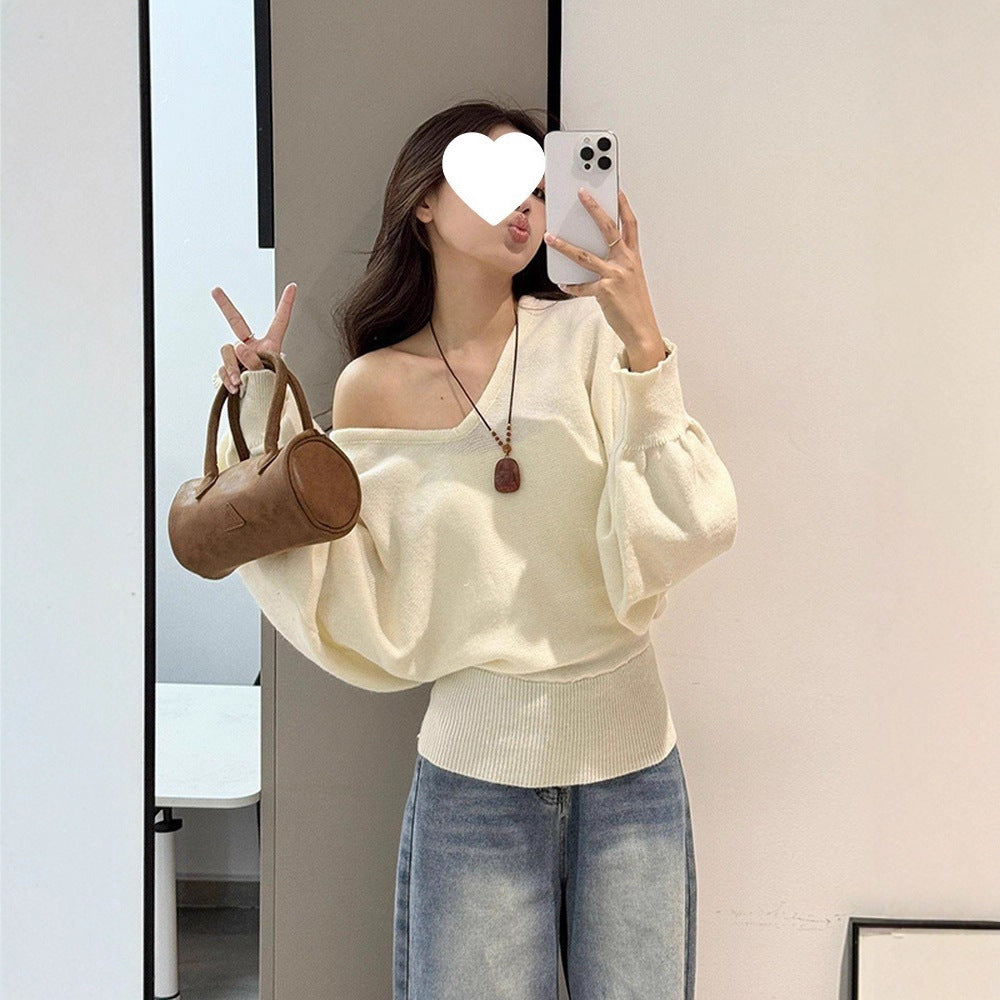 Damen Pullover V-Ausschnitt Bindegürtel Norvielle
