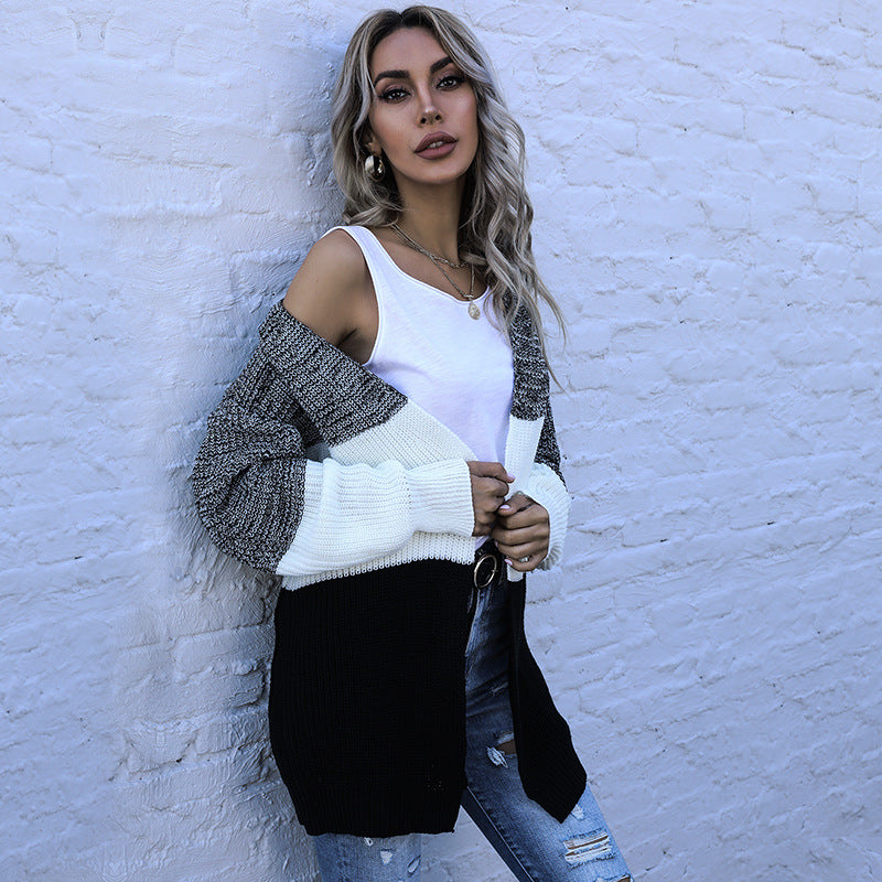 Damen Strickjacke Blockstreifen-Design Lässiger Schnitt Norvielle