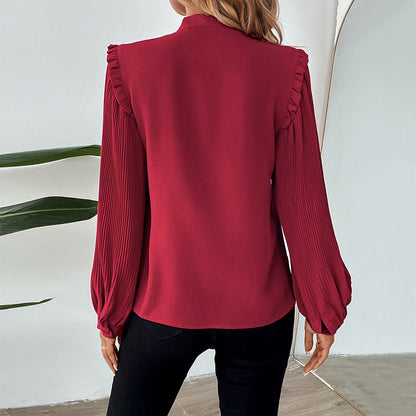 Damen Bluse Rüschen Schleifenakzent Norvielle