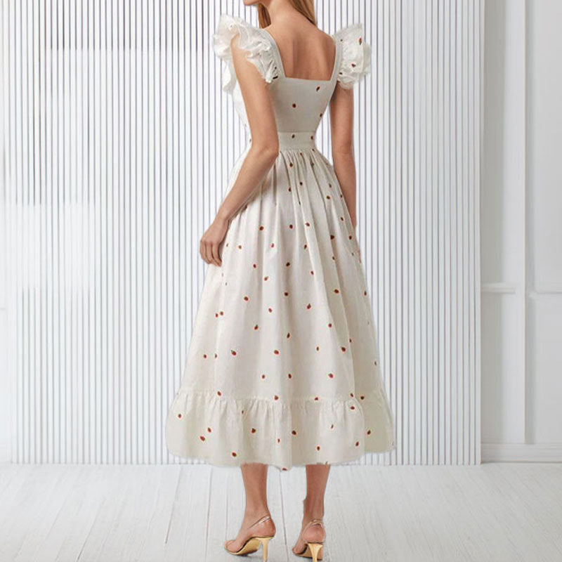 Damen Maxikleid Rüschen Floralmuster