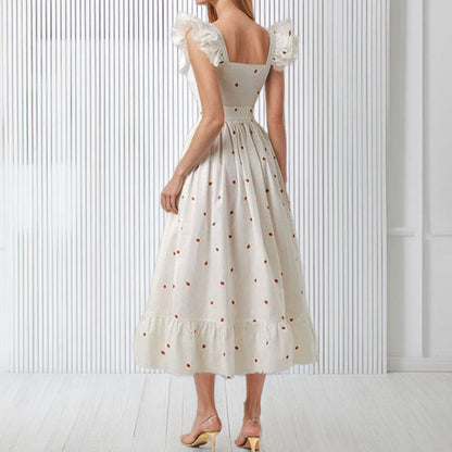 Damen Maxikleid Rüschen Floralmuster