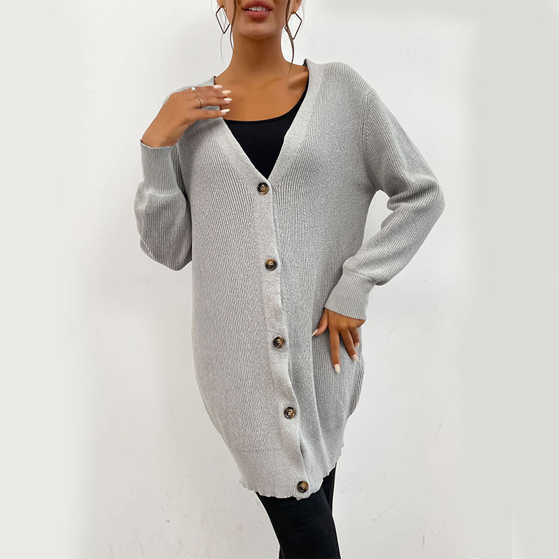 Damen Strickjacke Modernes Design Durchgehende Knopfleiste Norvielle