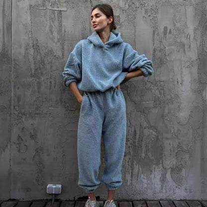 Damen Fleece-Loungewear-Set mit Kordelzug Norvielle