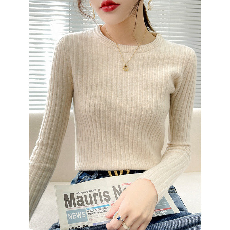 Damen Feinstrickpullover Rippstruktur Rundhalsausschnitt Norvielle - Norvielle