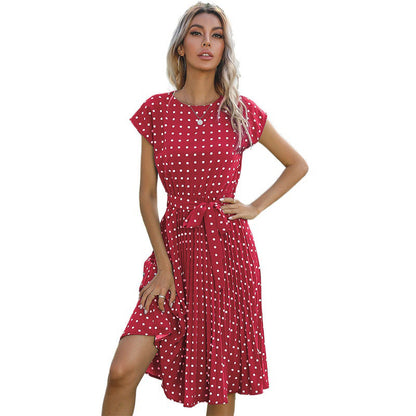 Damen Midi-Kleid Taillierbarer Gürtel Punkte Norvielle