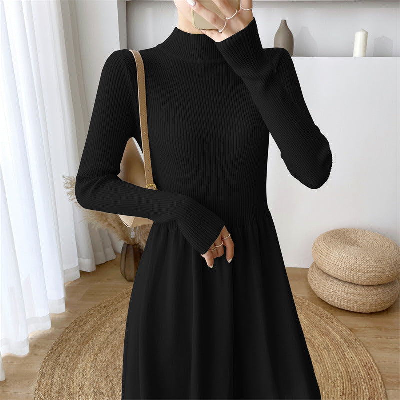 Damen Elegantes Midi-Kleid Dehnbar Langärmlig Norvielle