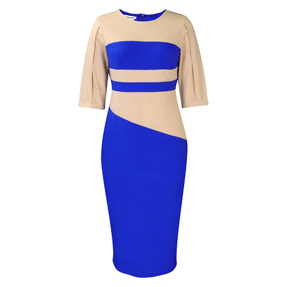 Damen Kleid Asymmetrisch Figurbetont Ärmel