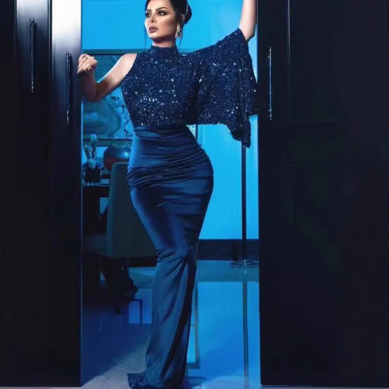 Damen Abendkleid Funkelndes Oberteil Eleganter Schimmer