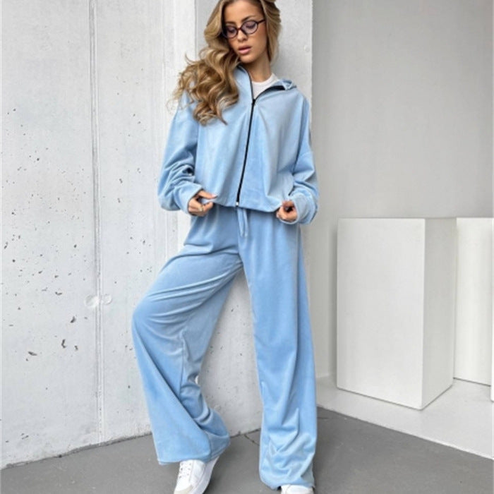 Damen Lounge-Set mit lockerer Jacke und weiten Hosen Norvielle