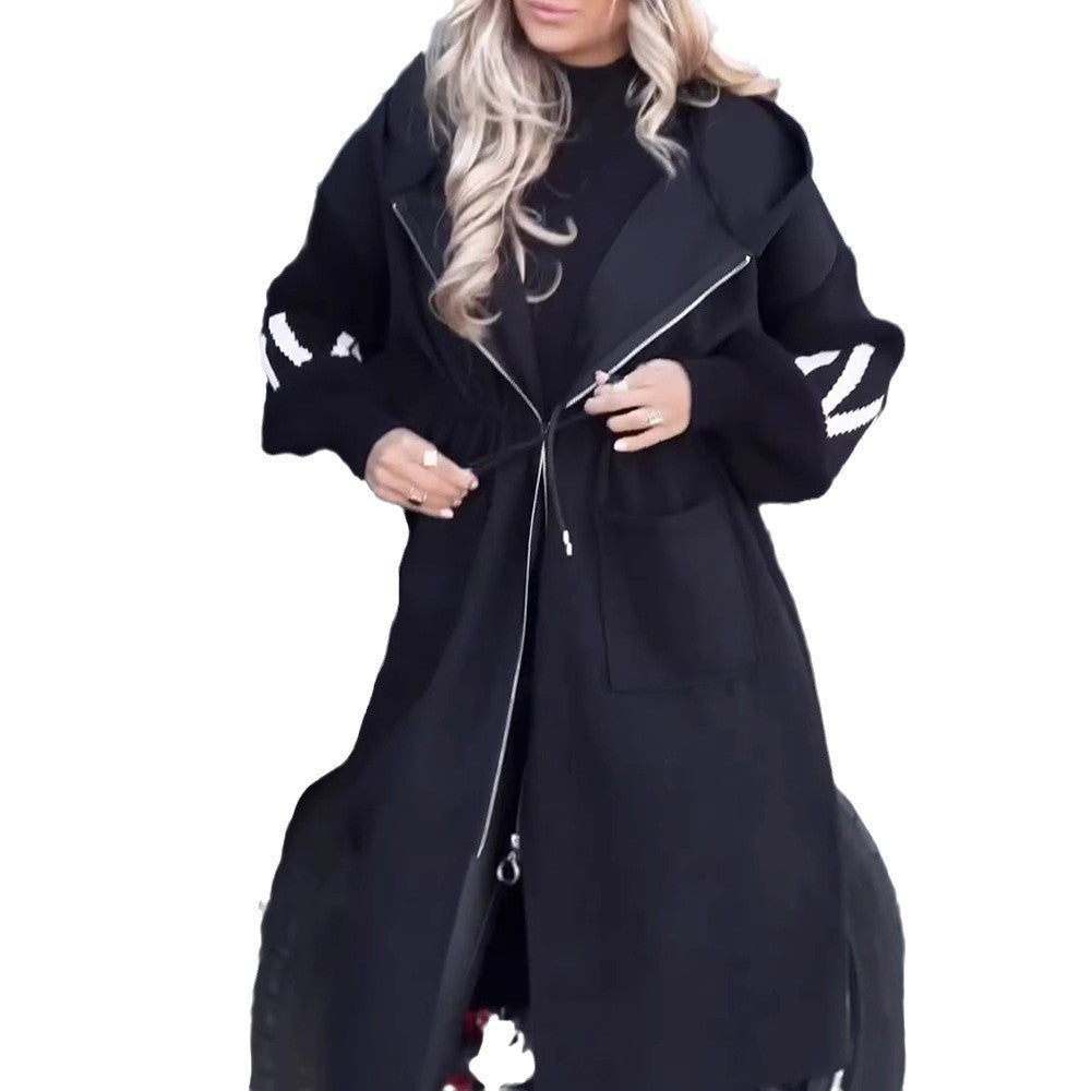Damen Kapuzenjacke Fleece Taillenzug