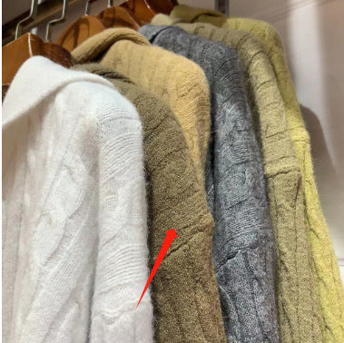 Damen Kuscheliger Strickpullover Kapuze Zopfmuster Norvielle