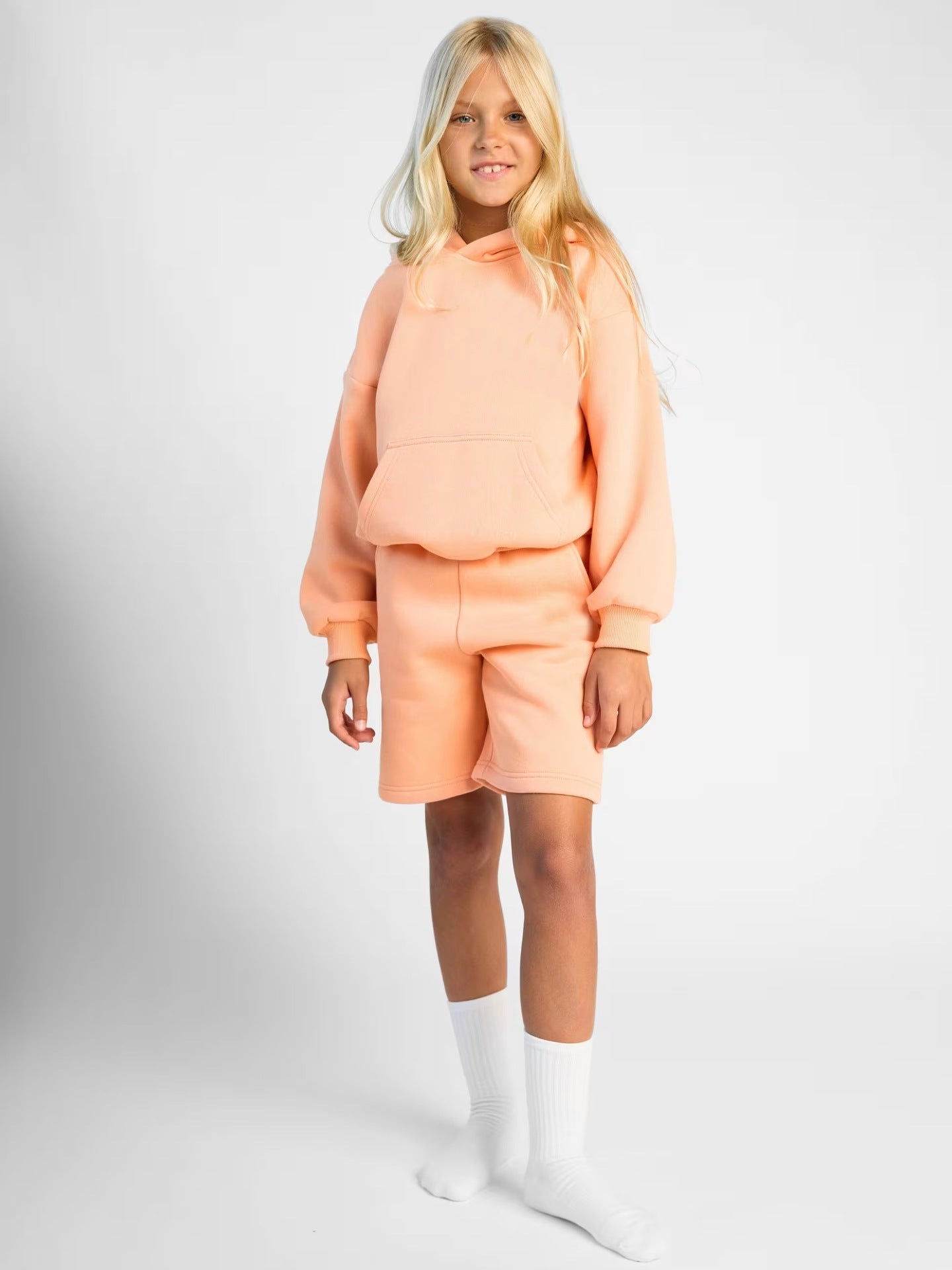 Damen Sportliches Kurzarm-Set mit Kapuze und Shorts