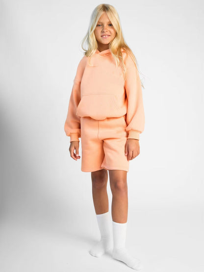 Damen Sportliches Kurzarm-Set mit Kapuze und Shorts
