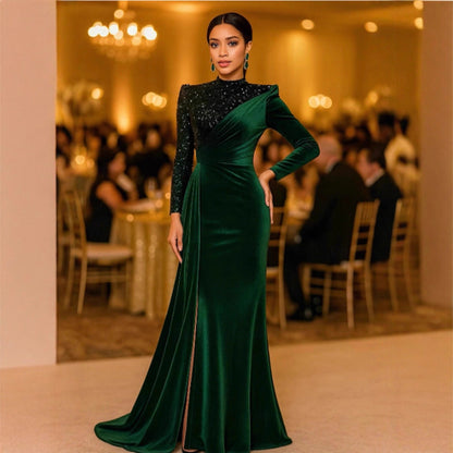 Damen Abendkleid schimmerndes Oberteil raffinierte Drapierung - Norvielle