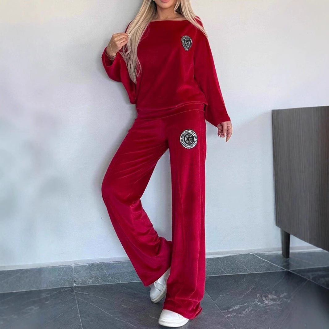 Damen Casual Velvet Loungewear-Set Weich Norvielle
