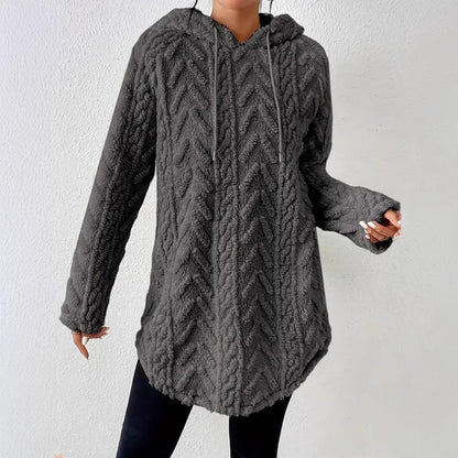 Damen Fleece-Hoodiejacke Rippdesign Kuschelig Grau - Norvielle