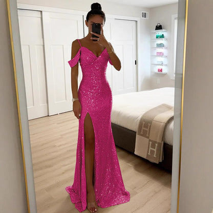 Damen Abendkleid Glitzer