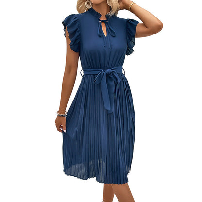 Damen Midi-Kleid Wickelkleid mit Rüschendetails elastisch