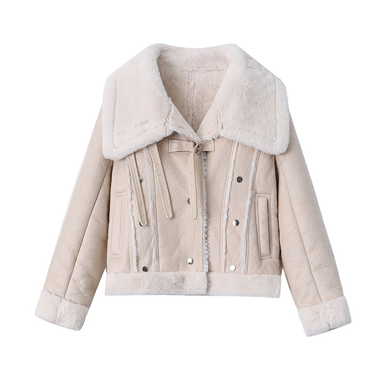 Damen Lammfelljacke Lederaußenschicht Norvielle