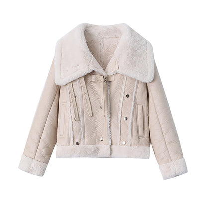 Damen Lammfelljacke Lederaußenschicht Norvielle