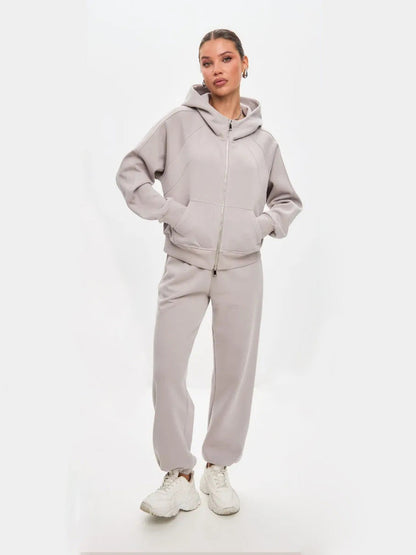 Damen Sportset Kapuzenjacke Jogginghosen Baumwolle