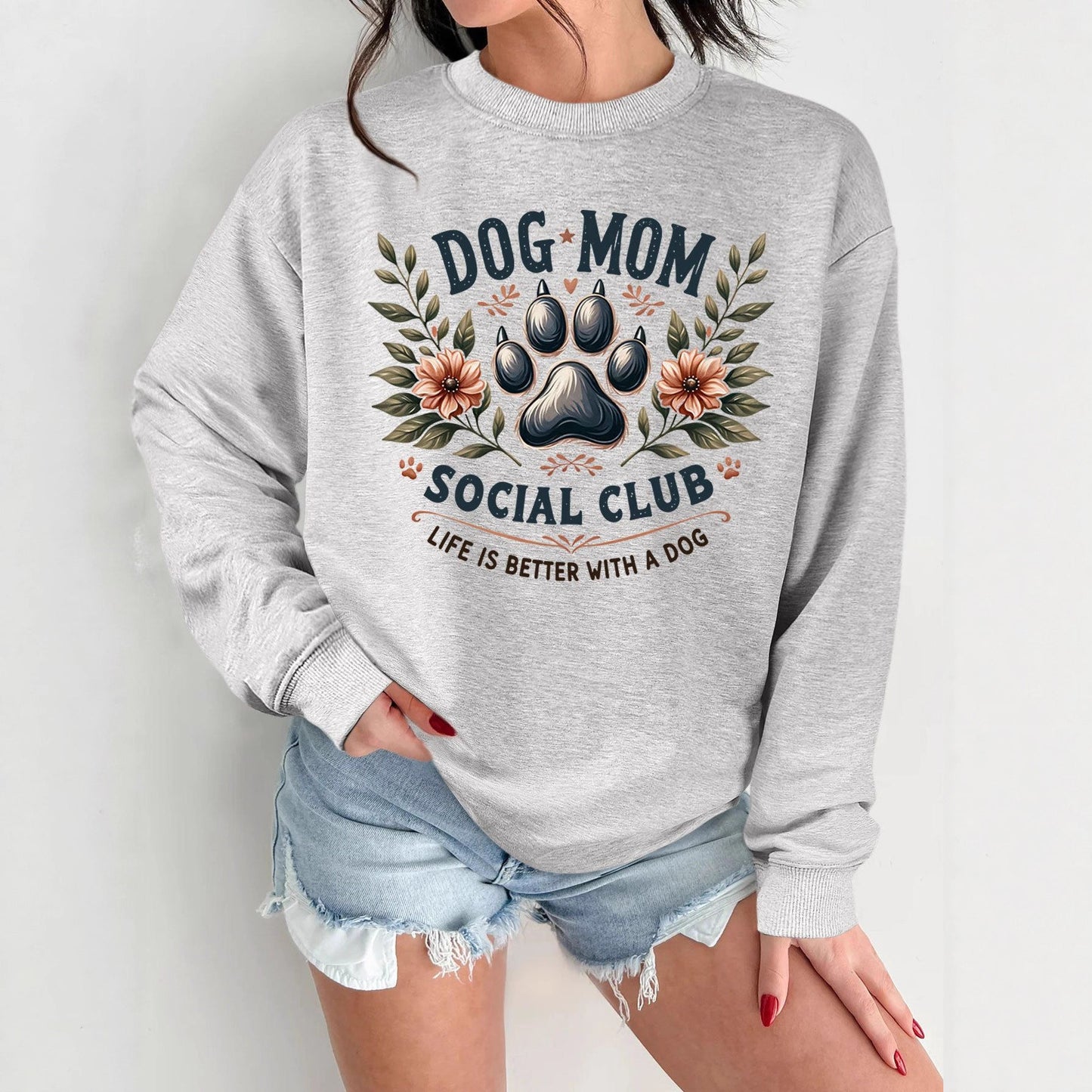 Damen Sweatshirt Hundemotiv Aufdruck Norvielle