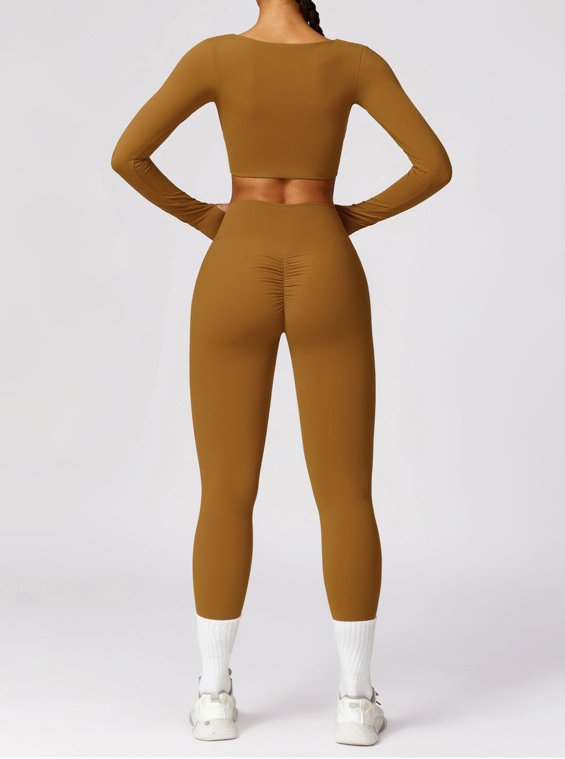 Damen Langarm Crop Nahtlos Sport Freizeit