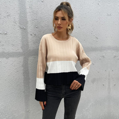 Damen Pullover Strukturiertes Farbblock-Design Norvielle