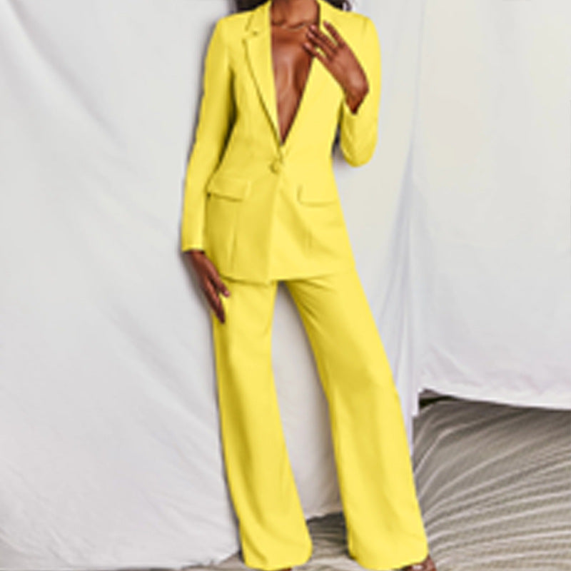 Damen Hosenanzug Taillierter Blazer Weite Hose Norvielle