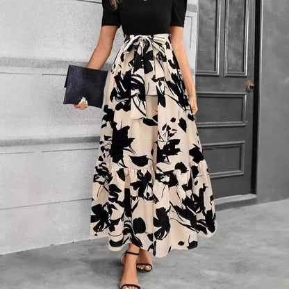 Damen Maxirock Voluminöser Schnitt Florales Design Norvielle - Norvielle