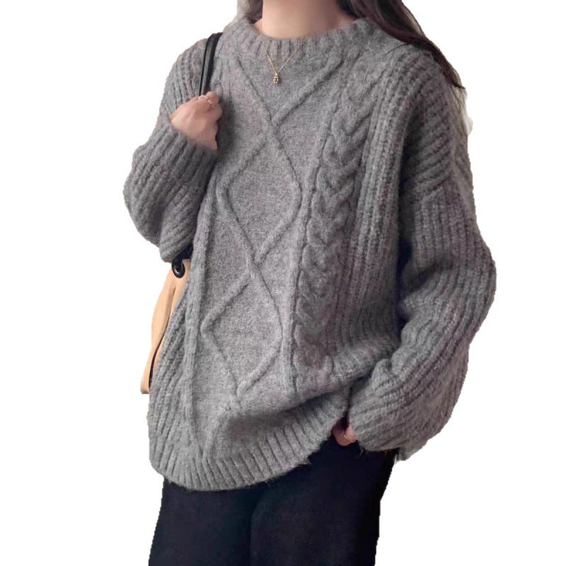 Damen Oversized Pullover Feinstrick Beige Norvielle