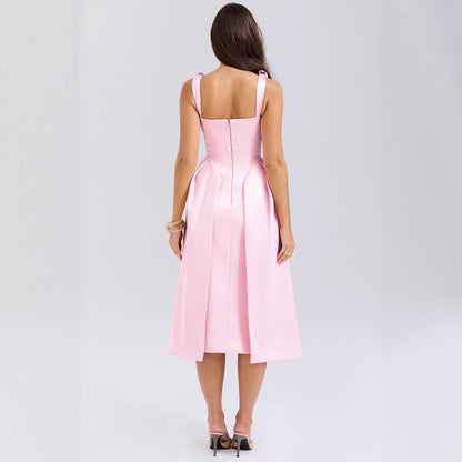 Damen Midikleid V-Ausschnitt Falten Norvielle