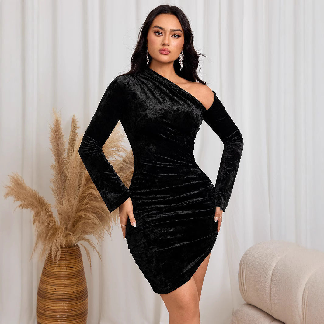Damen Ein-Schulter-Kleid Samtig Norvielle - Norvielle