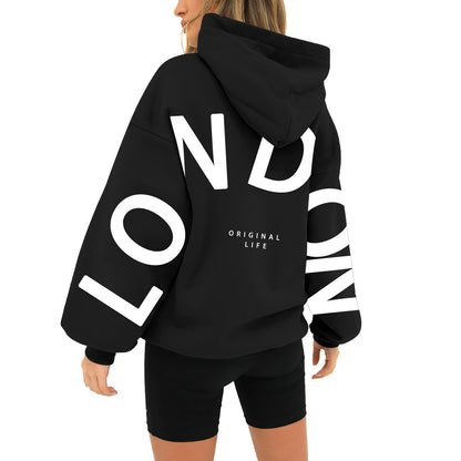 Damen Oversized Hoodie London Print Norvielle