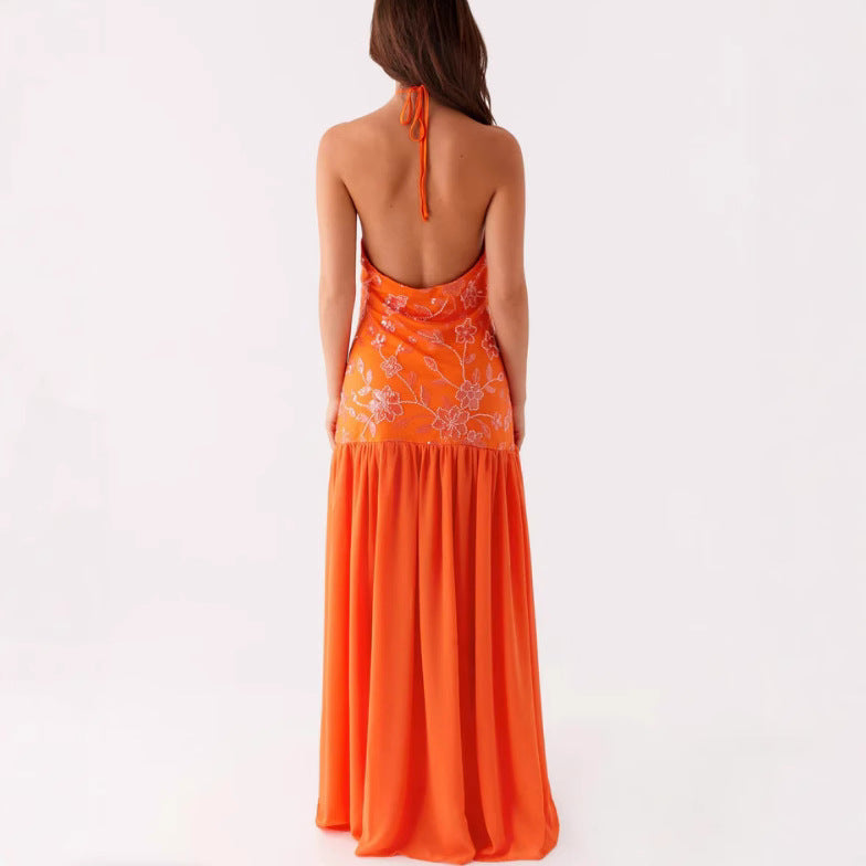 Damen Maxikleid Floralmuster Schwingrock
