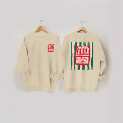 Damen Sweatshirt Sardinen-Grafik Lässig Norvielle