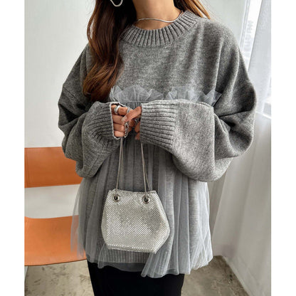 Damen Oversized Pullover Rüschendetails Norvielle