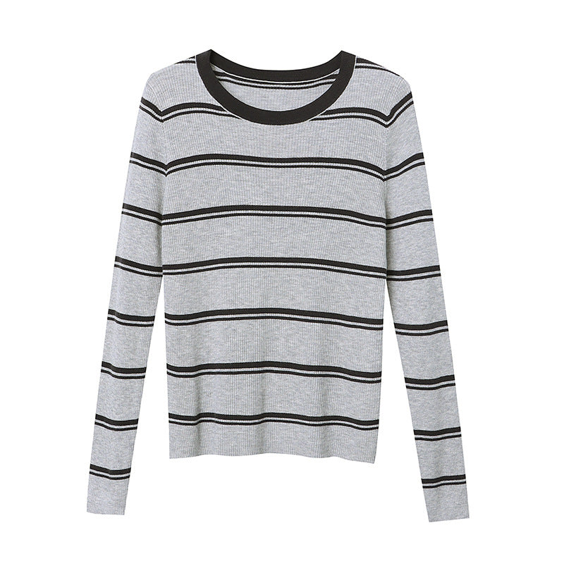 Damen Langarmshirt Streifenmuster Rippstruktur Norvielle