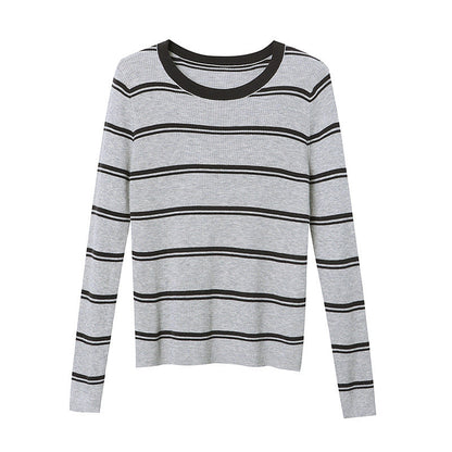 Damen Langarmshirt Streifenmuster Rippstruktur Norvielle
