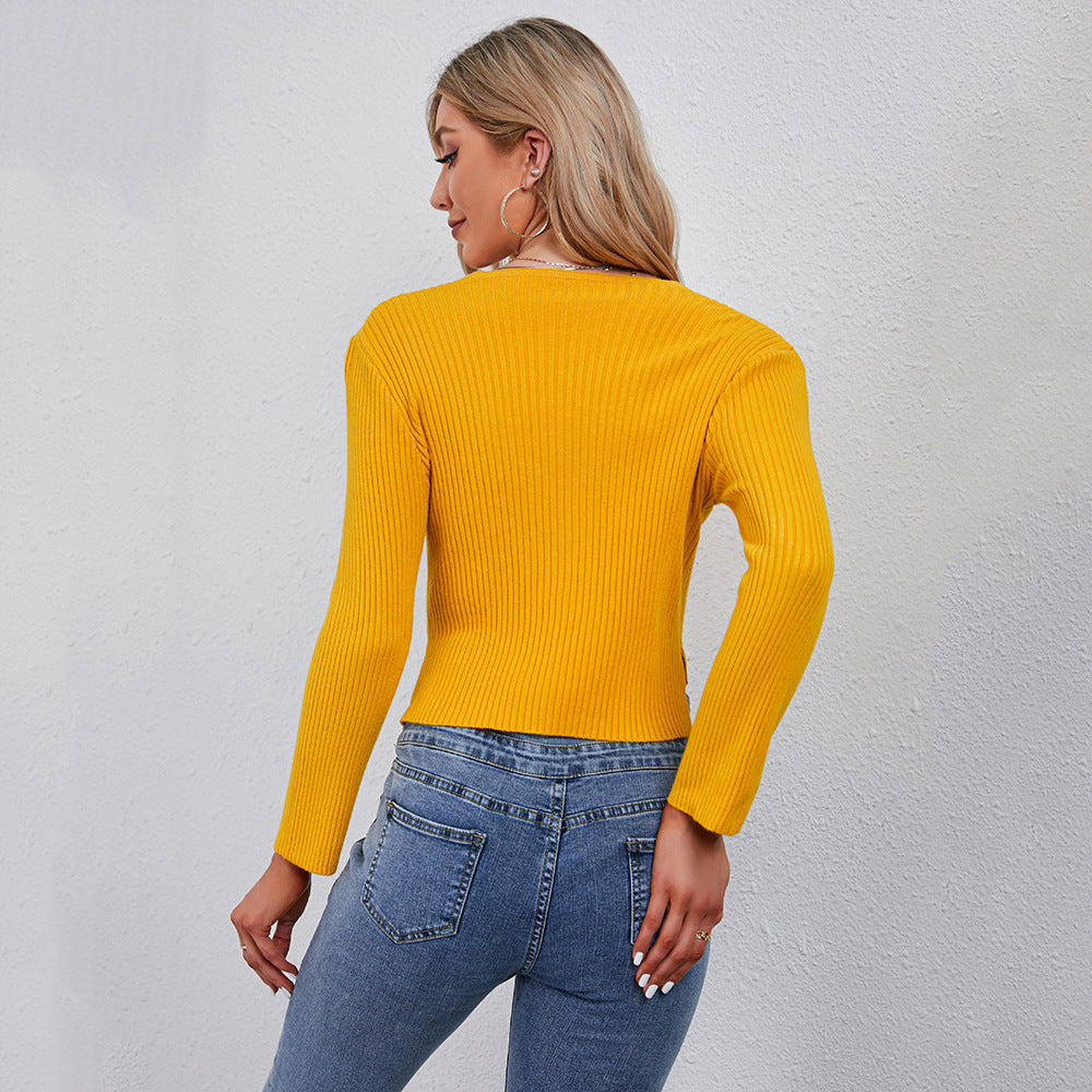 Damen Strickjacke Cropped mit Knöpfen Modern