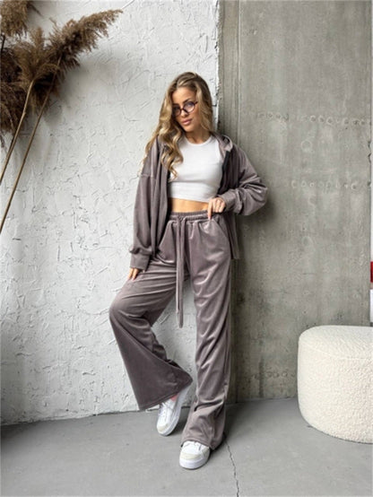 Damen Lounge-Set mit lockerer Jacke und weiten Hosen Norvielle