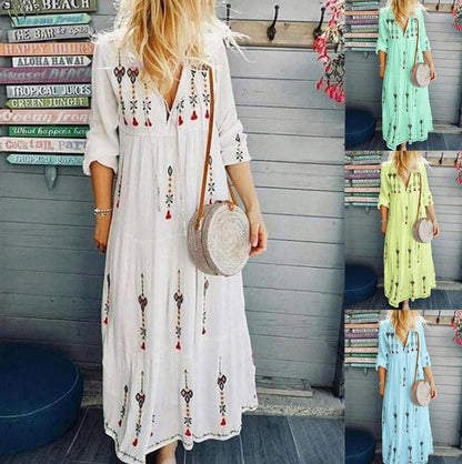 Damen Boho-Kleid Bestickt Lässig Norvielle - Norvielle
