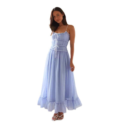 Damen Maxi-Rockkleid mit Schnürung und verstellbaren Details