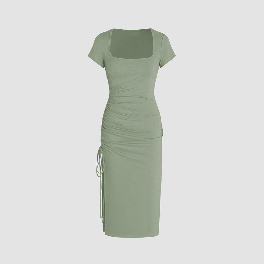 Damen Midi-Kleid Figurbetont Seiden Norvielle