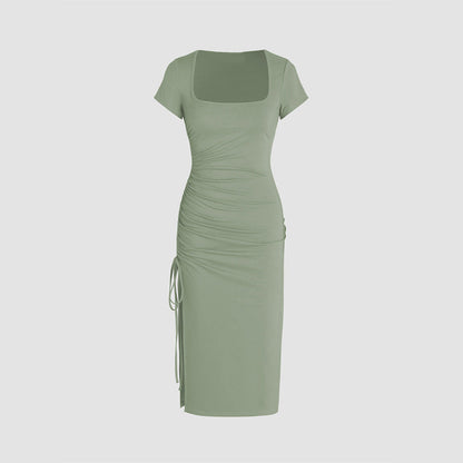 Damen Midi-Kleid Figurbetont Seiden Norvielle