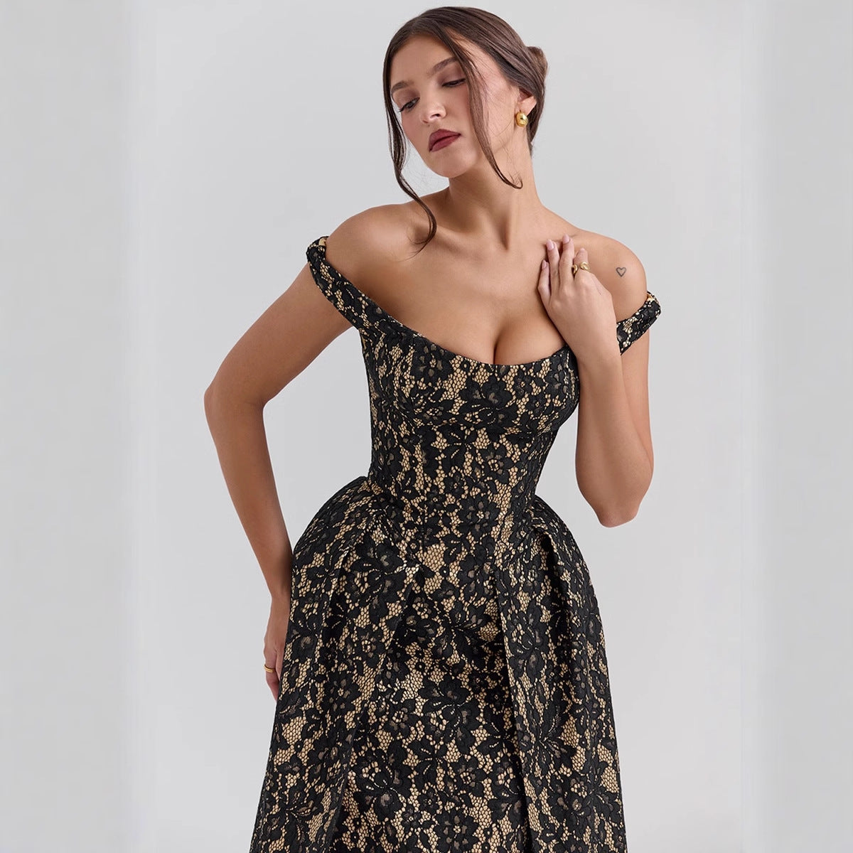 Damen Spitzenkleid A-Linie Elegant Norvielle