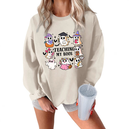 Damen Sweatshirt Halloween-Motiv Lässiger Schnitt Grün - Norvielle