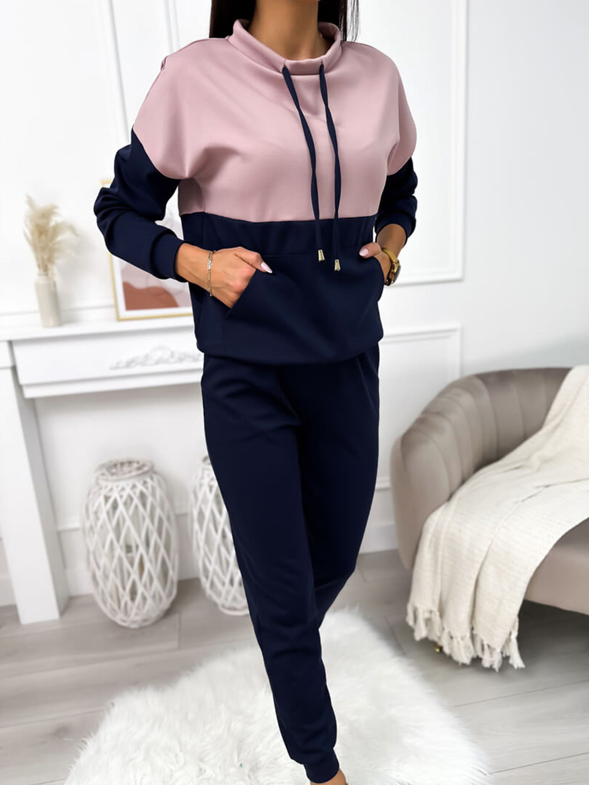 Damen Sportliches Lounge-Set Kapuze Elastischer Bund Norvielle